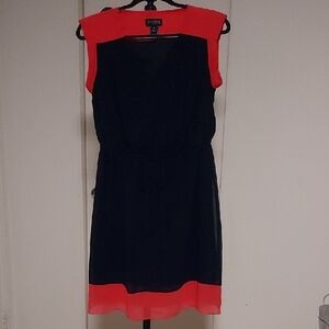 Express Dark Blue and Red-Orange Contrast Mini Dress
